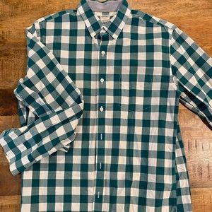 Bonobos L slim fit green gingham LS button down